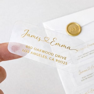 Returadressetiketter, Personliga Bröllopsadressetiketter Klar Guld, Postkuvert