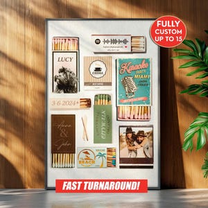 CUSTOM MATCHBOOK ART Personalized Digital Matchbox Gift Large Matches Print Customized Retro Wall Poster Unique Anniversary Gift