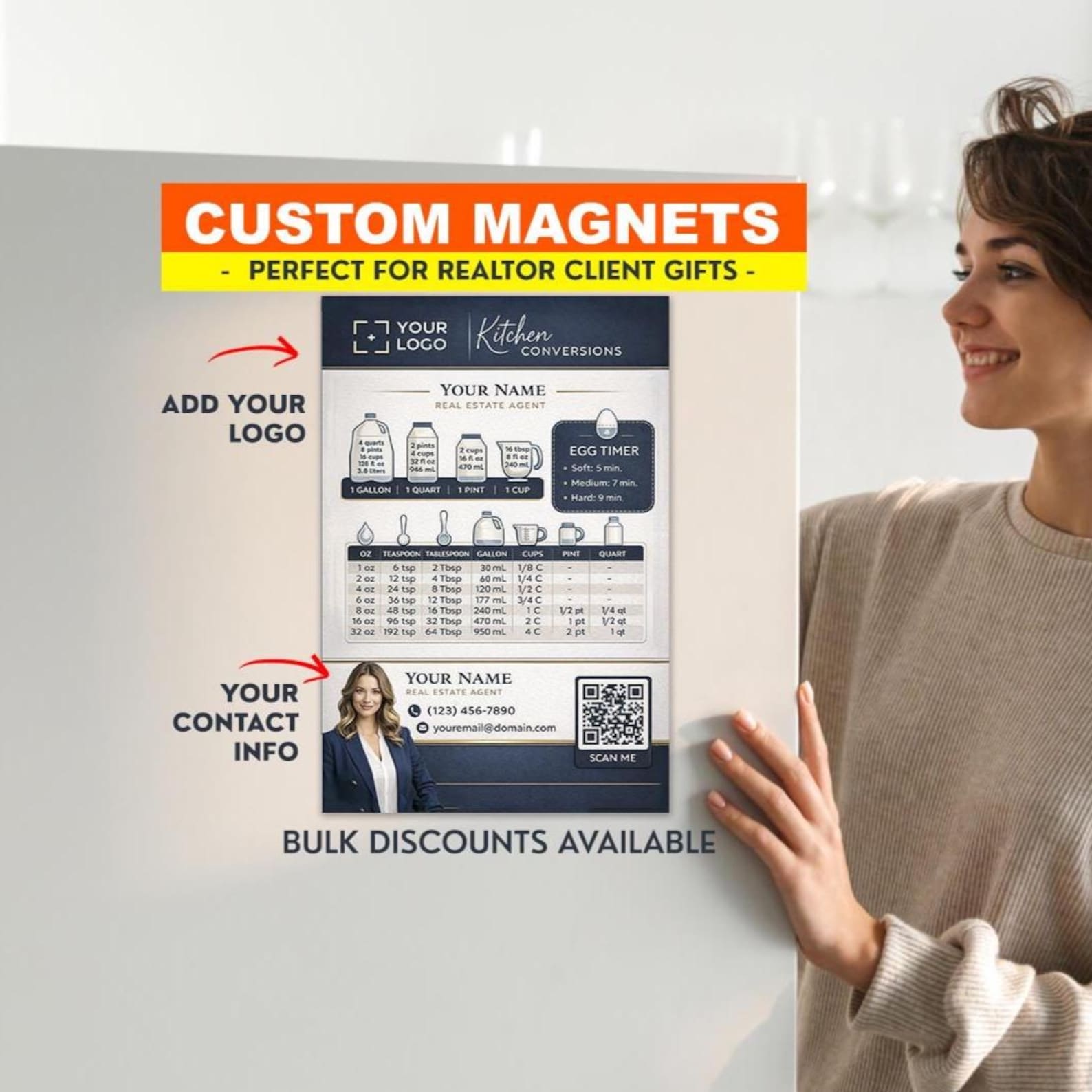 Custom Realtor Kitchen Conversion Chart Magnets, Branded Client Closing ...