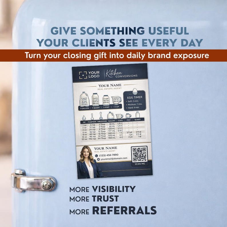 Custom Realtor Kitchen Conversion Chart Magnets, Branded Client Closing ...