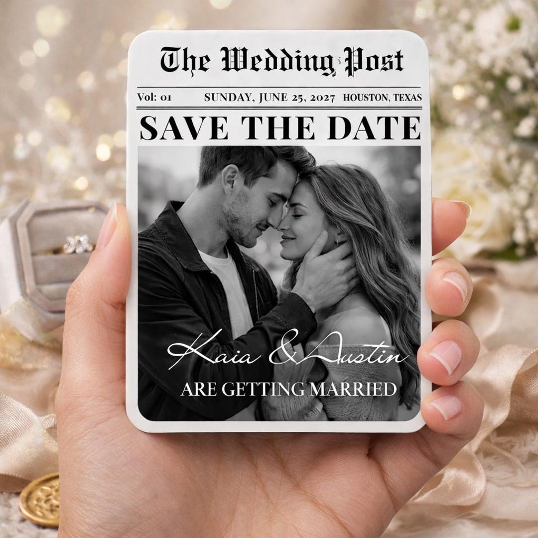Invit Fridge Personalized Save the Date Wedding Photo Magnets Retro Invitation QR ...