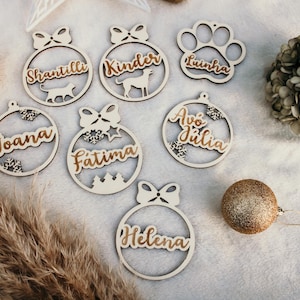 Custom Name Wood Christmas Ornament - Personalized Laser Cut Wood Christmas Ornaments - Holiday Decor - Family, Teacher, Pet Ornament Gift