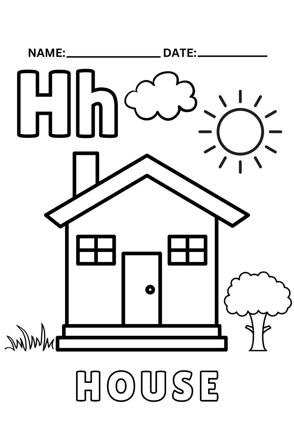 Printable Coloring Book Pages: Fun & Relaxing Alphabet Letter H Design