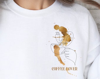 Sweatshirt Kaffeeliebhaber Pullover Line Art Kaffee Geschenk Ästhetisches Design Geschenk für Freund Sweatshirt Geschenk Minimalistisches Line Art Design Sweatshirt