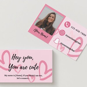 Tarjeta de visita de citas, Plantilla de tarjetas de visita editables, Citas, Coqueta, Tarjeta divertida, Tarjeta de visita, Ideas de citas, San Valentín, Corazón, Rosa