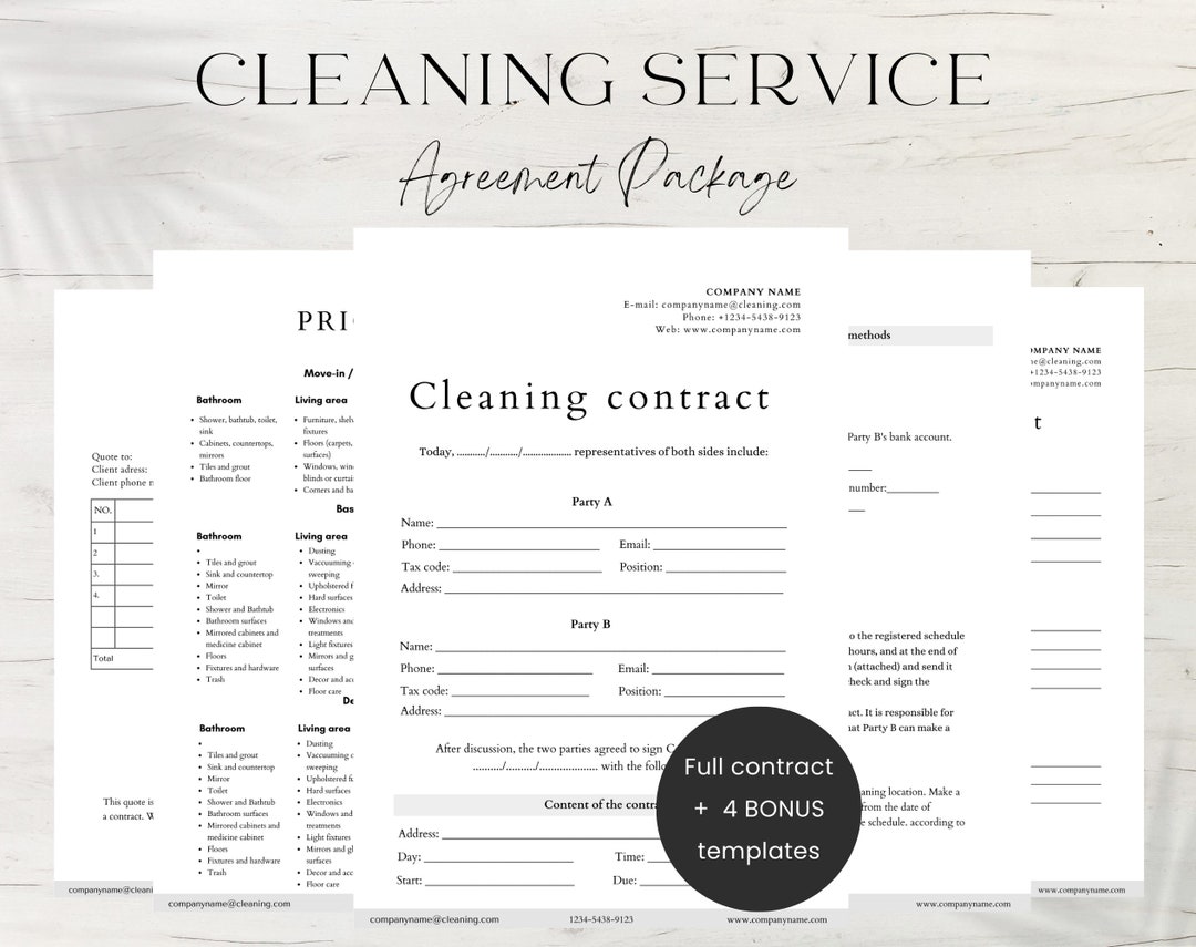 Simple Minimalistic Commercial Cleaning Service Contract Template ...