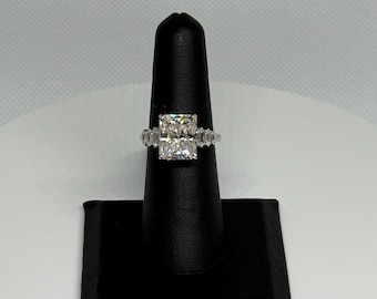 5.63 CTW Radiant-Cut Moissanite Ring w/ Baguette Side Stones
