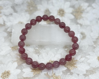Purple Rose Quartz Bracelet | 8mm Beaded, Emotional Healing