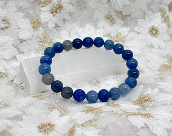 Blue Aventurine Crystal Bracelet  Inner Peace and Communication | 8mm Beaded Healing Bracelet
