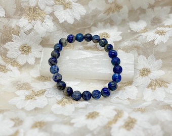 Lapis Lazuli Crystal Bracelet Intuition & Self-Expression | 8.5mm Beaded Healing Bracelet