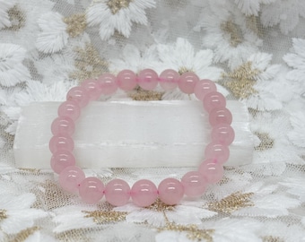 Rose Quartz Crystal Bracelet | 8mm Beaded Bracelet, Love and Healing