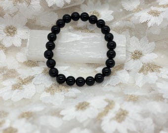 Black Tourmaline Bracelet  Grounding & Protection | 8mm Beaded Healing Bracelet