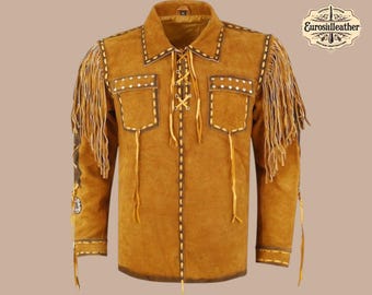 ヴィンテージスエードレザーフリンジウエスタンシャツジャケット