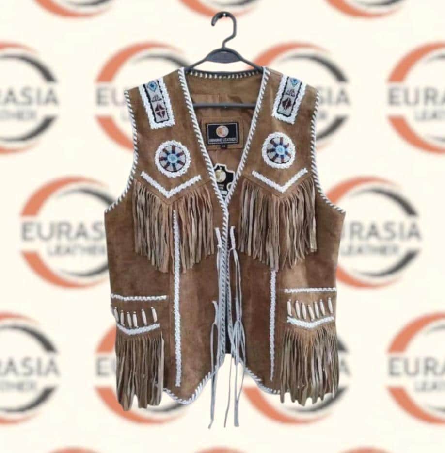 GILET EN CUIR POUR ENFANTS AVEC CORDONS DE SERRAGE LATÉRAUX