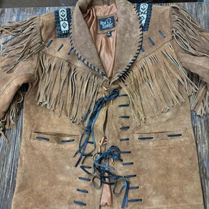 Handmade Suede Western Cowboy Jacket: Fringed & Beaded Vintage Style image 5