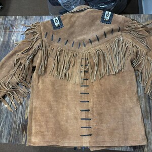 Handmade Suede Western Cowboy Jacket: Fringed & Beaded Vintage Style image 3