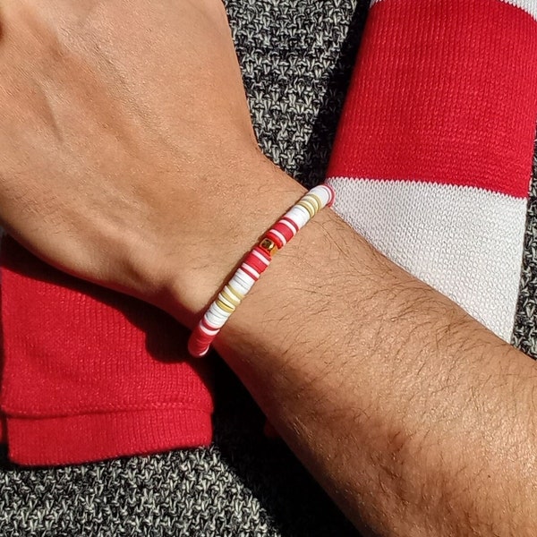 Arsenal FC Inspired Bracelet - Handmade Football Fan Jewellery - Gunners Home Kit 2023/2024