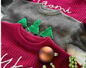 LOCAL PICK UP - Custom Baby Christmas Sweater - Unique Baby Gift - Baby Announcement - Hand Embroidered Toddler Sweater