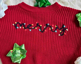 Custom Baby Christmas Sweater - Unique Baby Gift - Baby Announcement - Hand Embroidered Baby Sweater