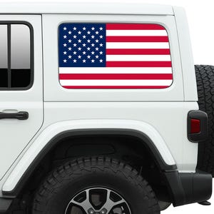 USA Flag Side Window Decal fits for Jeep Wrangler 2007-2024, 2 & 4 Door American Patriotic Car Sticker, Durable Weatherproof Vinyl