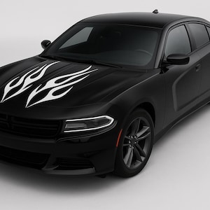 Tribal Flame Hood Decal – Universal Vinyl Wrap for Car or Truck | Aggressive Hood Graphic | Custom Design Available