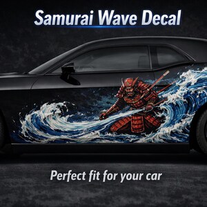 Samurai Wave Car Decal: Thick Paint Ribbon Vinyl Wrap Side Sticker