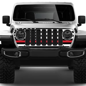 Thin Red & Blue Line Grill Decals fits for Jeep Wrangler – Support Flag Wraps