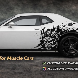 Samurai Mask Vinyl Aufkleber - Oni Demon Side Car Wrapping, japanischer Krieger Aufkleber