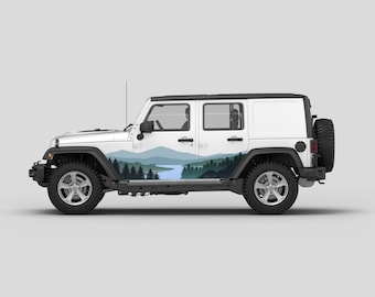 Mountain Side Decal Forest Landscape Wrap for SUV Adventure Vehicles Outdoor Vehicle Graphics Sticker