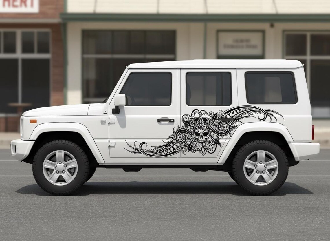 Regal Ride Decal Gothic Skull Car Decal — Regal Filigree Side Sticker Wrap - Etsy