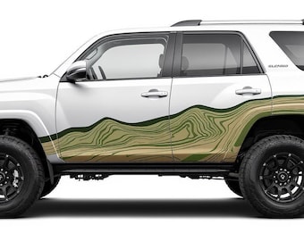 Topographic Map Car Decal: Adventure Terrain Vinyl Wrap for SUV