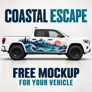Coastal Escape Car Side Decal – Outdoor Landscape Vinyl Graphic for pickup trucks and SUVs