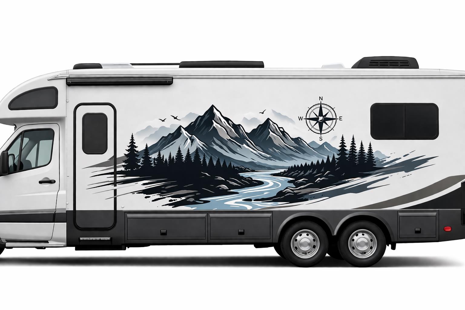 RV Mountain Landscape Vinyl Wrap, Colorful Forest River Camper Decal - Etsy
