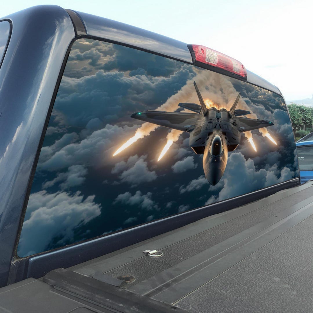 Fighter Jet Rear Window Decal – Military Aircraft Vinyl Wrap for Pickup ...