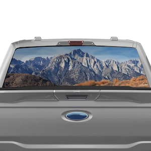 Mountain Landscape Rear Window Decal – Scenic Nature Perforated Vinyl for Trucks