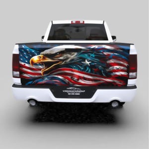 Bald Eagle American Flag Tailgate Wrap: Patriotic Truck Decal