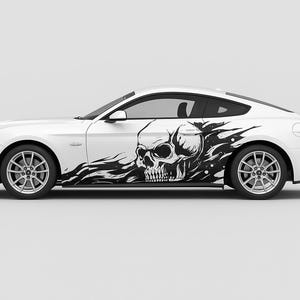 Skeleton Rider Flame Car Decal: Gothic Skull Vinyl Graphics