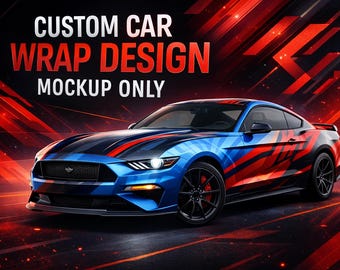 Custom Car Wrap Design Mockup – Personalized Vehicle Graphics (Digital)