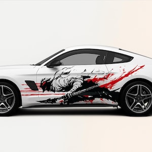 Warrior Samurai Vinyl Decal with Red Accents – Battle-Ready Gaming Laptop Skin & Car Wrap Sticker