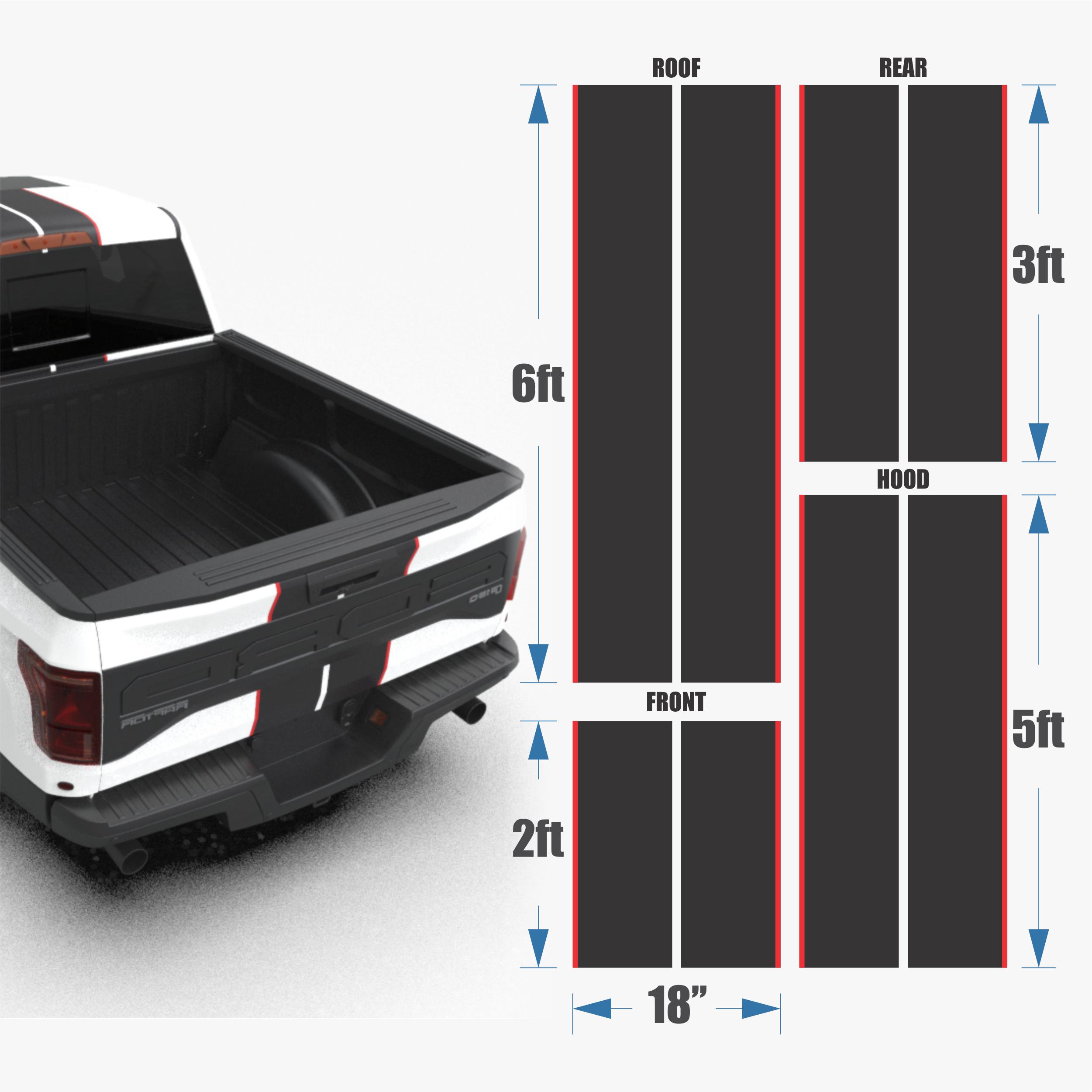 Universal Racing Sport Hood Roof Stripes Decal Vinyl Sticker – Glossy Black For Sedan, SUV, Truck