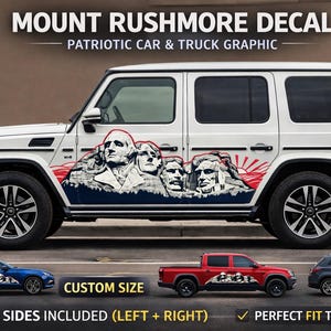 Mount Rushmore Truck Decal, Patriotic USA Side Graphic, American Landmark Car Sticker