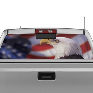 Rear Window American Eagle Perforated Decal | Patriotic One-Way Vinyl Wrap for Pickup Truck