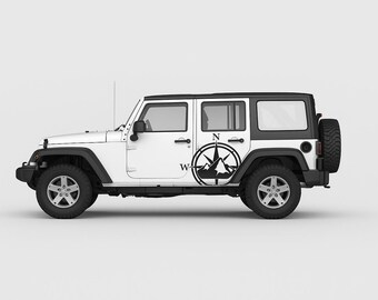 Mountain Compass Jeep Side Decal: SUV Vinyl Graphic
