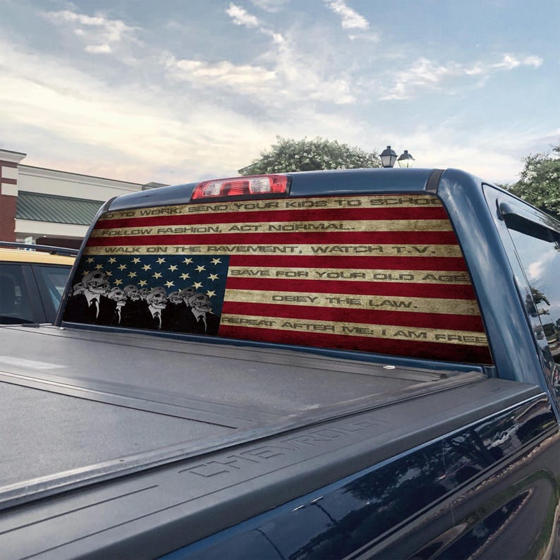 Obey & Conform Skeleton Decal – Distressed Flag Rear Truck Window ...