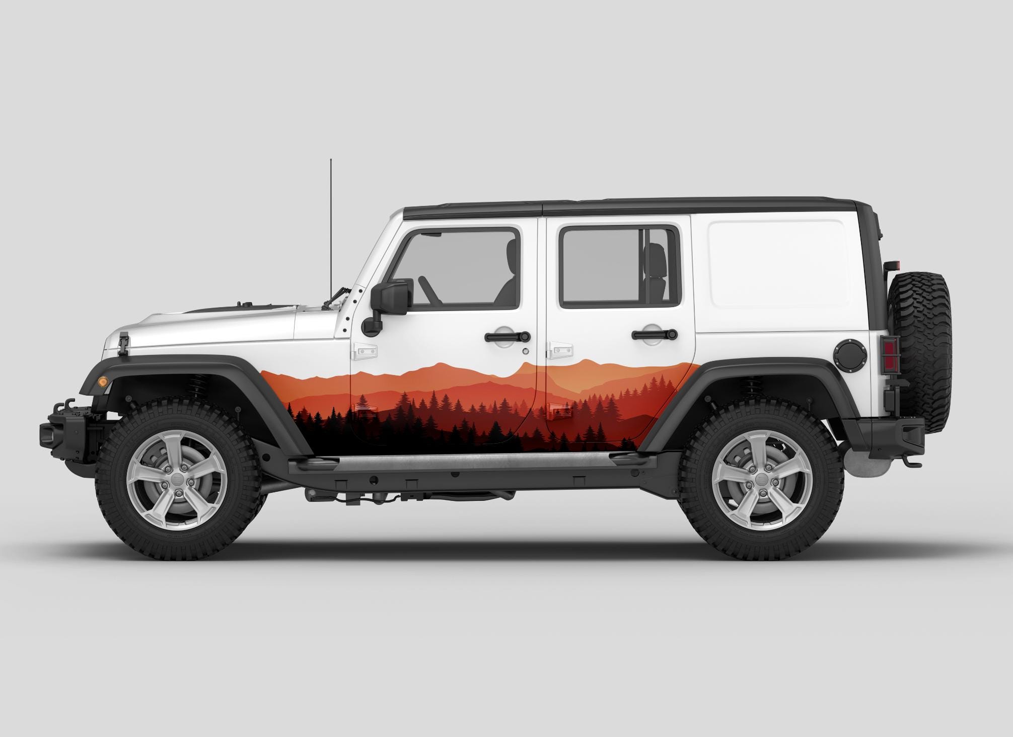 Mountain Sunset Side Decal – Forest Landscape Wrap for SUV