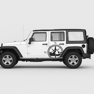 SUV & Fits for Jeep Side Decal Mountain and Compass Sticker Adventure Off-Road Vinyl Car Graphic Accessories