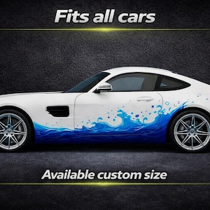 Décalcomanie pour voiture Ocean Wave - Sticker latéral en vinyle graphique - Convient pour voiture de sport