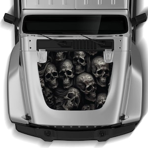 Adesivo de caveira para capô, compatível com Jeep Wrangler – Adesivo de vinil com estilo gótico agressivo
