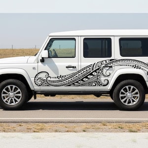 Whale-Hook Car Decal - Tribal Side Sticker Panoramic Wrap Graphic for SUV & Truck