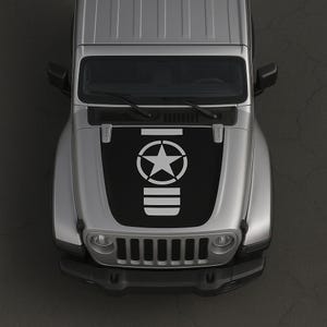 Army Star Hood Decal fits for Jeep Wrangler JL 2018–2025 – Military Style Wrap